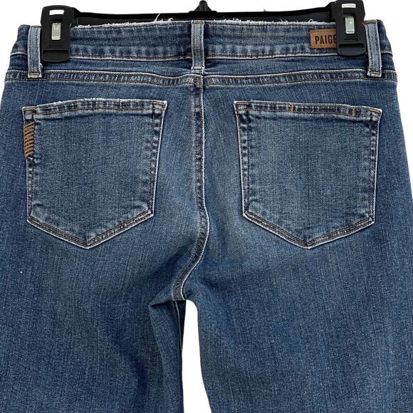 Paige SZ 27 Verdugo Crop Jeans Low-Rise Stretch 5-Pocket Whiskered Zip-Fly Blue - Picture 5 of 12